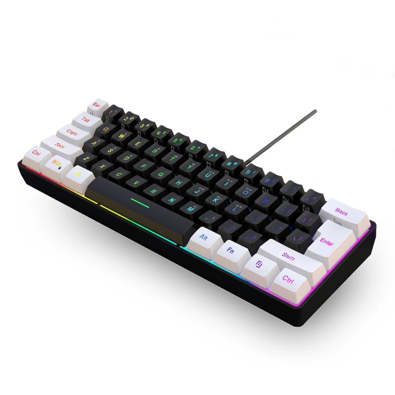 V700WB гейминг клавиатура 61 клавиша многоцветен RGB осветен LED подсветка Dropship