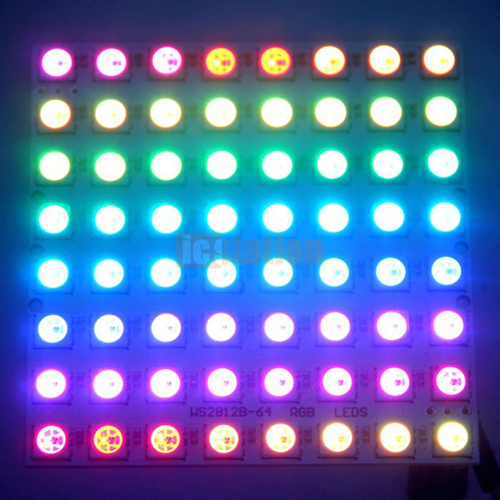 WS2812B 8*8 8X8 64 бита RGB LED светлинна матрица 5050 WS2812B платка с вграден драйвер RGB светлинна точкова матрица