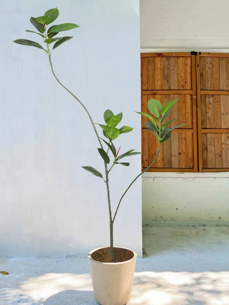 ZL симулация зелено растение каучуково дърво фикус вътрешен хол декорация бионични симулирани растения орнаменти