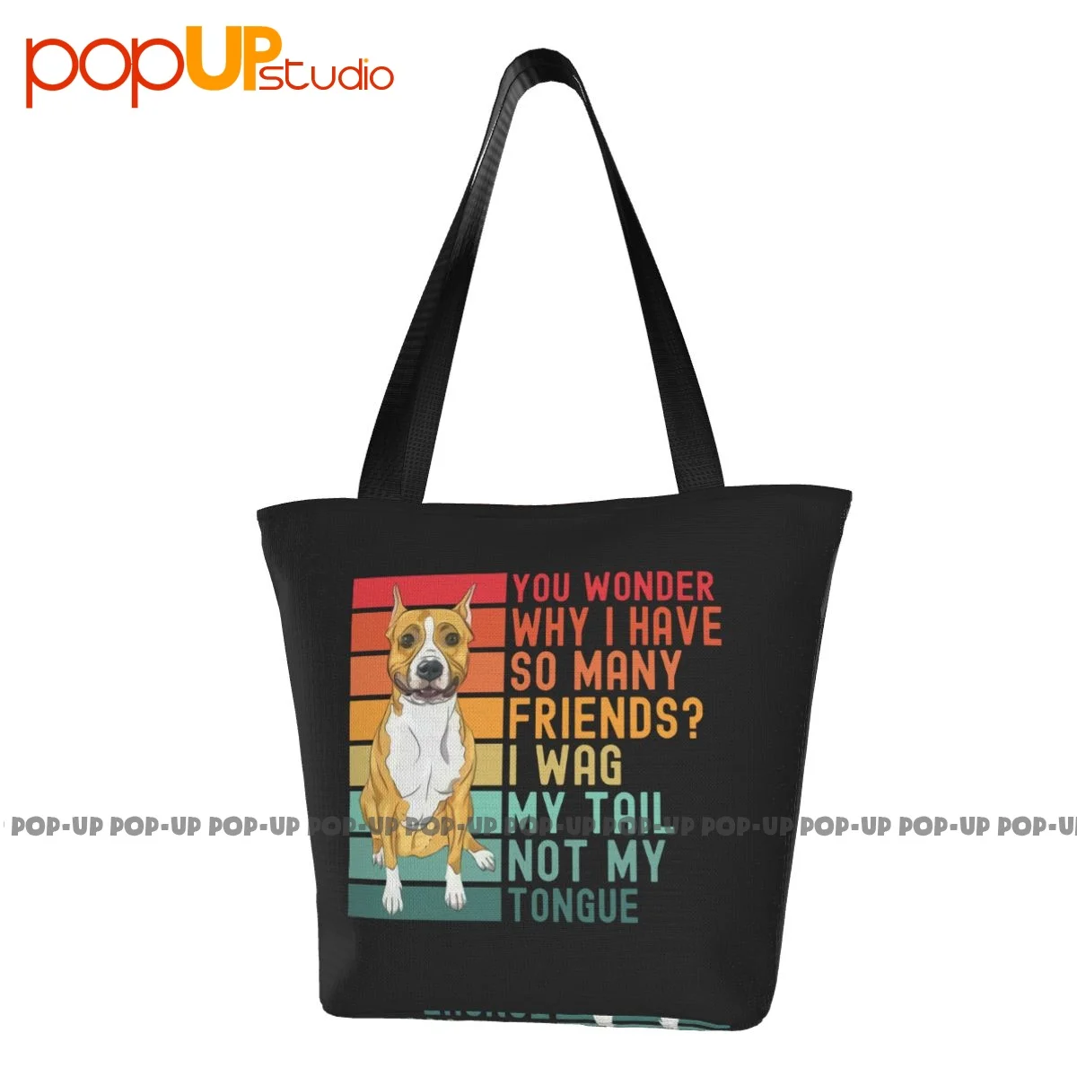 Американски стафордширски териер - подарък за любител на кучета Смешни чанти Удобна чанта за пазаруване Чанта за хранителни стоки