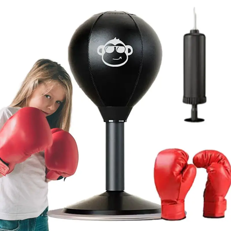 Боксов рефлекс топка малки облекчение боксова чанта всмуквания на бюрото си свободностоящи пробиване топка комплект с помпа трайни забавно играчка подарък