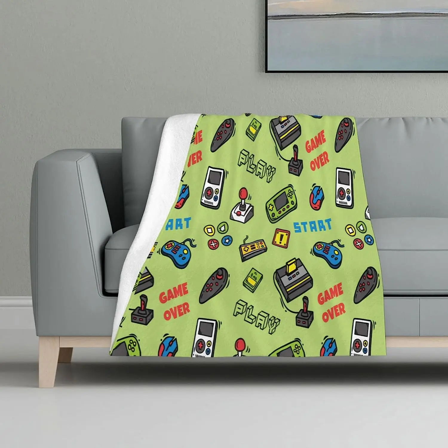 Видео игра Супер меко одеяло 48 x 32 инча геймпад модел зелен диван пътуване къмпинг за деца възрастни