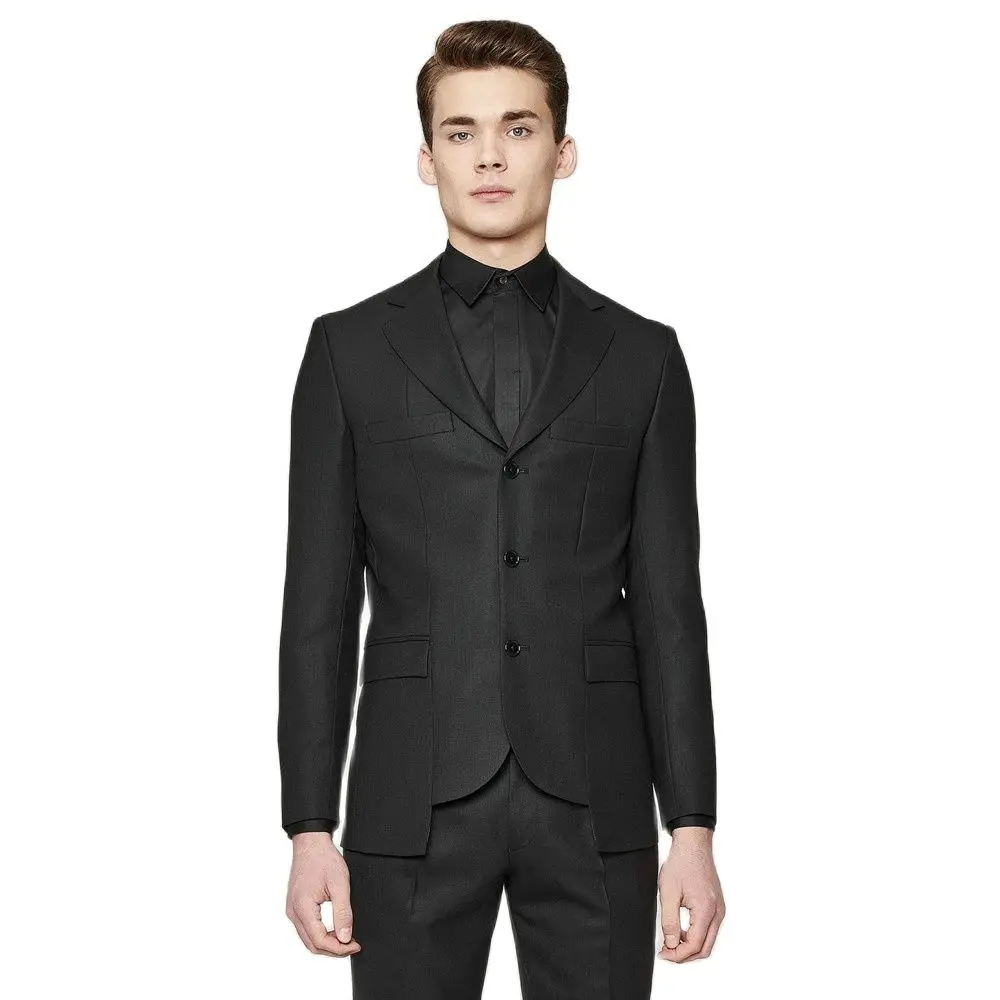 Висококачествени черни мъжки костюми Slim Fit 2 бр. Нередовни панталони / моден дизайн по поръчка класически официален мъжки комплект за облекло