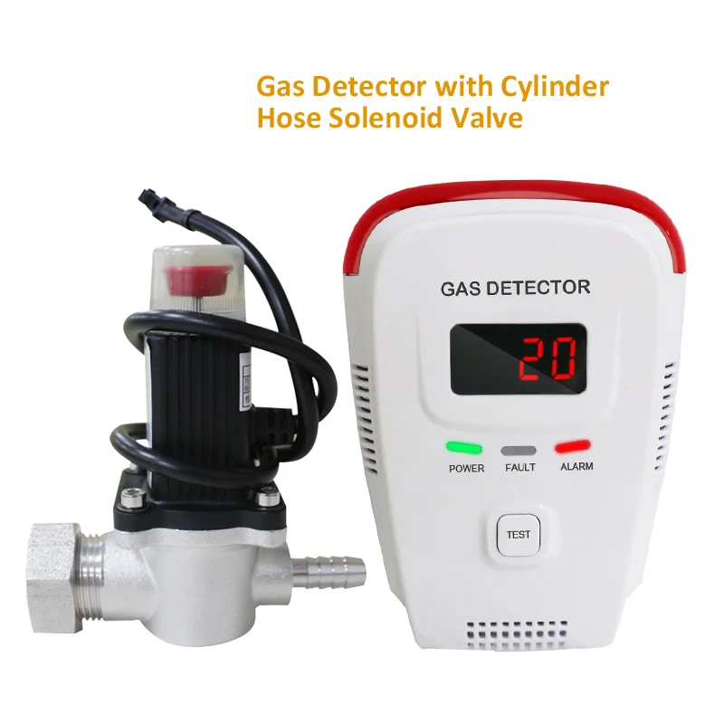 Детектор за изтичане на природен газ Тестер за откриване на пропан-бутан за домашна кухня Сензор за пожароизвестяване за сигурност с автоматично изключване на електромагнитен клапан