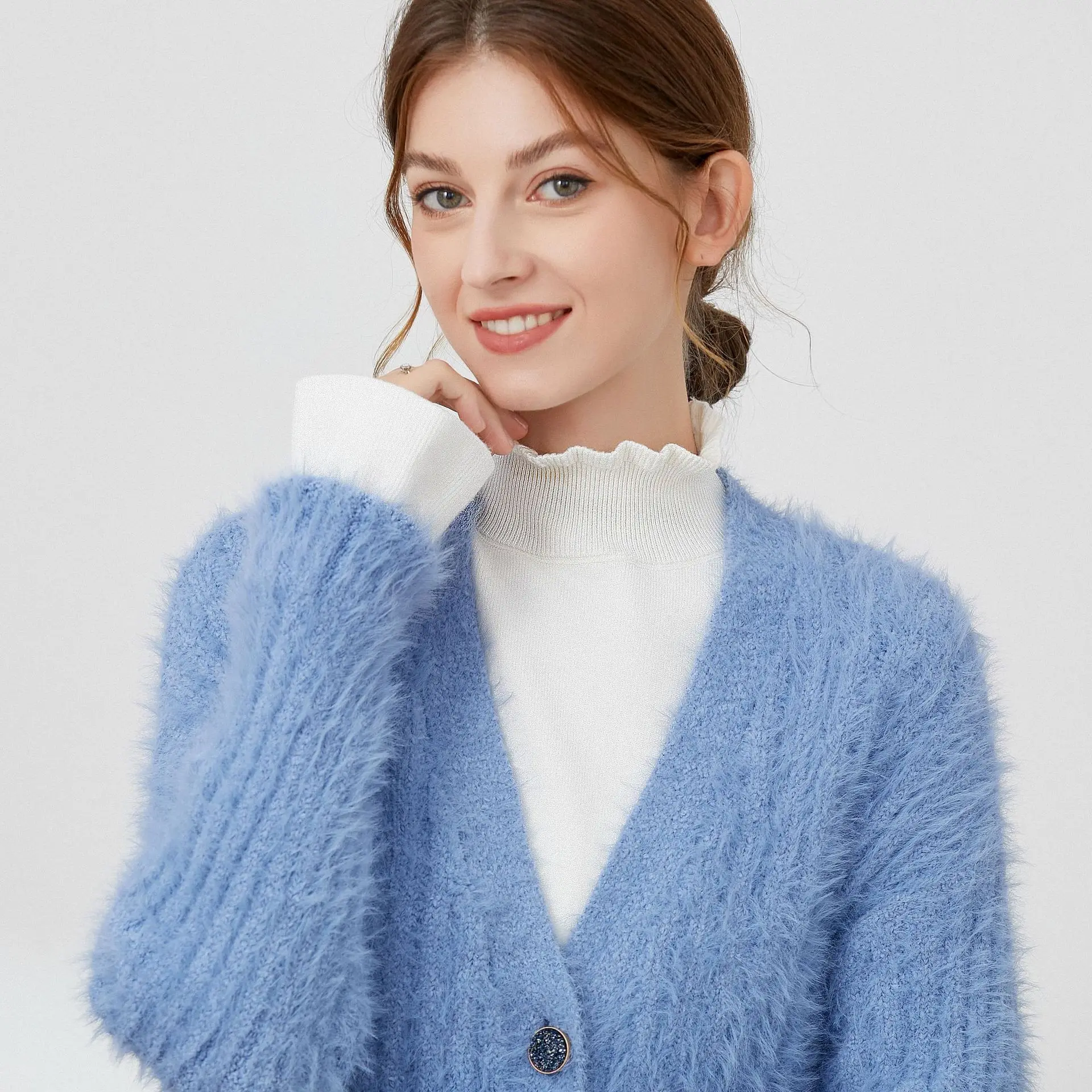 Зимен пуловер фалшива яка за жените половин риза гъбички лигавник високо врата трикотажни врата фалшива яка женски риза подвижни яки