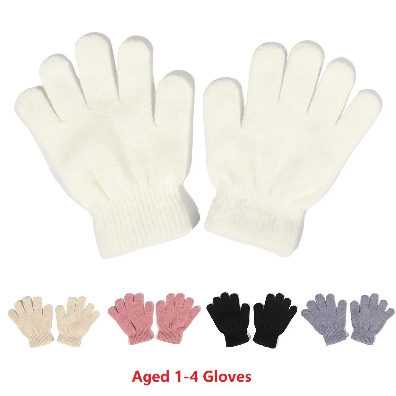 Зимни ръкавици за деца на възраст 1-4 момчета момичета топли ръкавици за ръце с пет пръста за деца малко дете бебе плетени пръсти