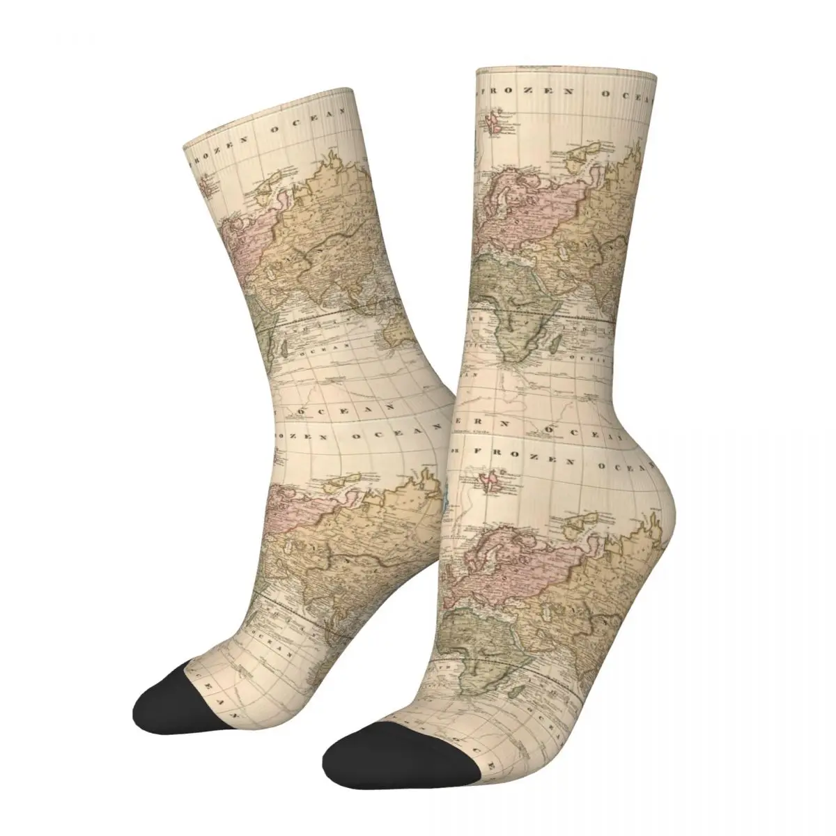 Зимни топли луди дизайн Унисекс реколта карта на света 1823 чорапи пот абсорбиращи баскетболни чорапи