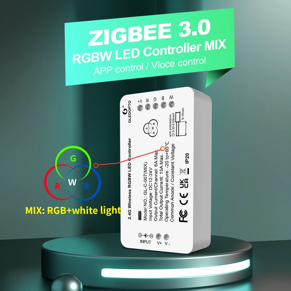 Интелигентен Zigbee LED контролер за DC12V -24V лентов цвят бяла светлина микс Homey Alexa Tuya SmartThings App