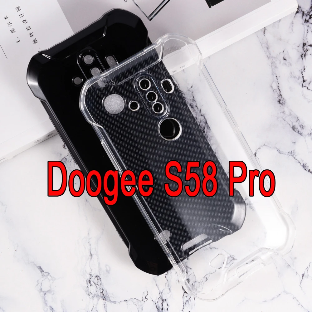 Калъф за Doogee S58 Pro Cover Funda силиконов гръб мек TPU прозрачен пудинг бял за Doogee S58Pro случай