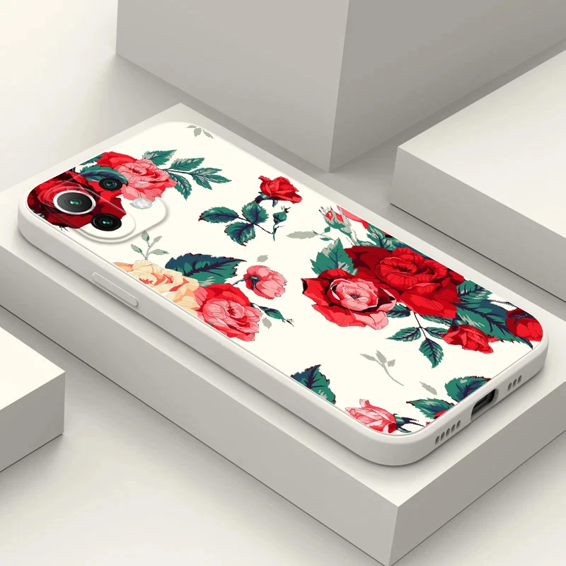 Калъф за телефон за Xiaomi Mi 11T 10T 9T 8 9 10 11 SE PRO LITE REDMI 10 10A 10C 9A 9T Силиконово покритие червено розово цвете