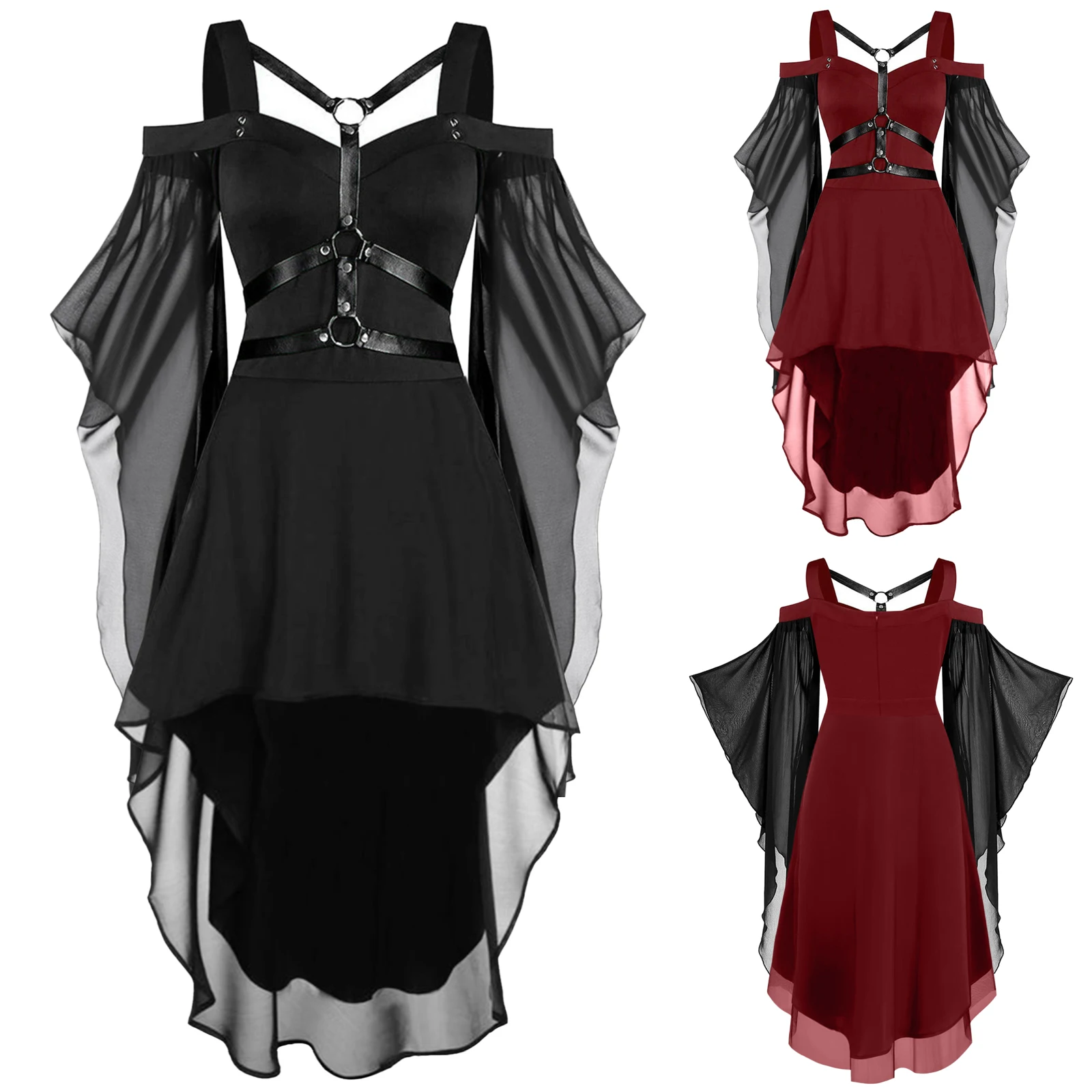 Коктейлни рокли за жени плюс размер мода готически стил реколта Midi рокля Croset дълго отблясъци корсет рокли за жени готически