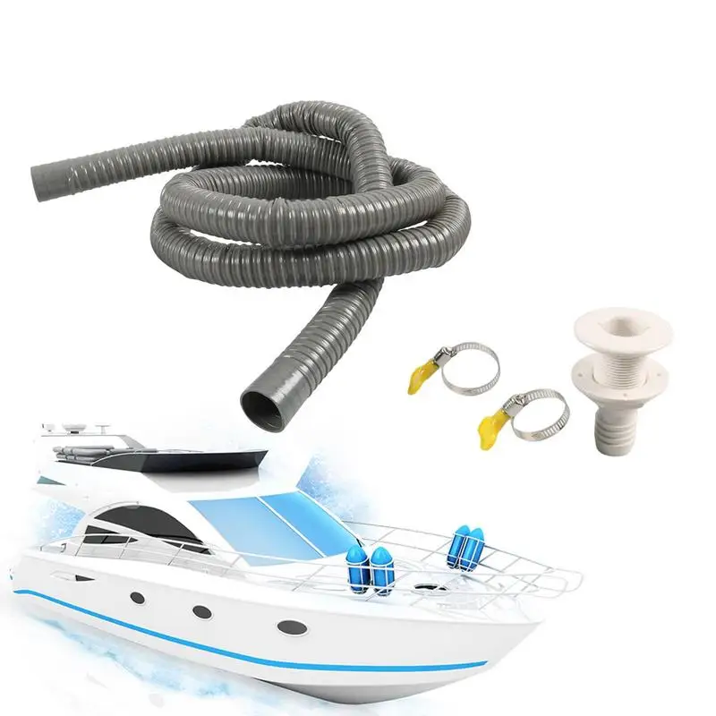Комплект трюмна помпа за лодки Гъвкав PVC дренажен тръбен маркуч Тежкотоварен маркуч за трюмна помпа със скоби и монтаж за RV & Boating