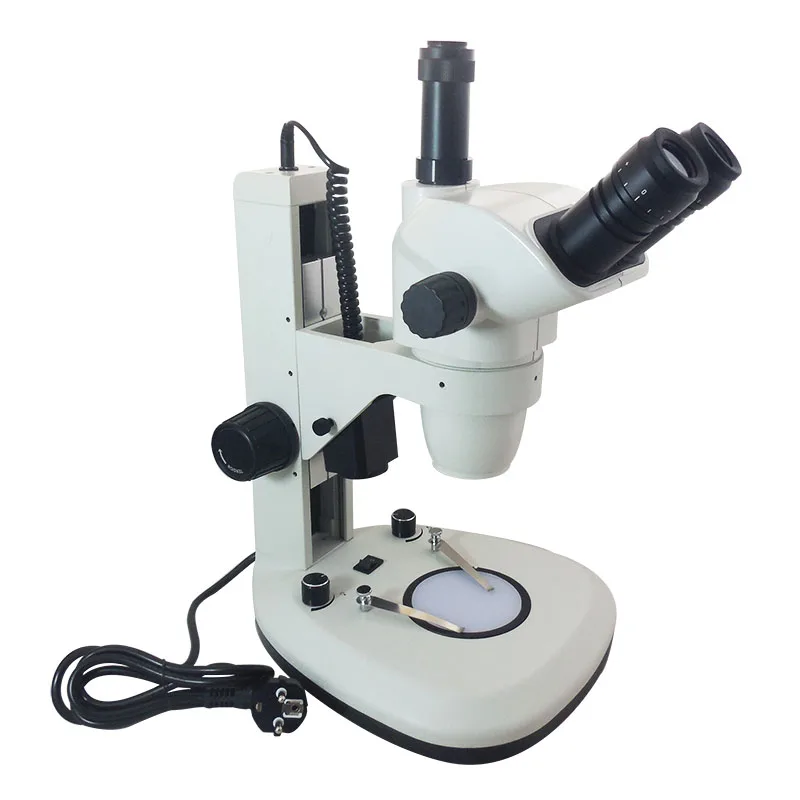 Лабораторни изследвания 6.7X-45X Индустриален стерео мащабиране Тринокулярен микроскоп PCB Инспектиране