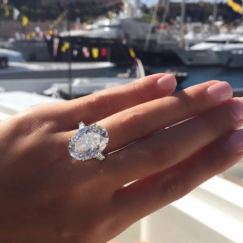 Луксозен овален разрез 8ct лабораторен диамантен обещаващ пръстен 925 стерлинги сребърен годежен сватбен пръстен за жени булчински бижута подарък