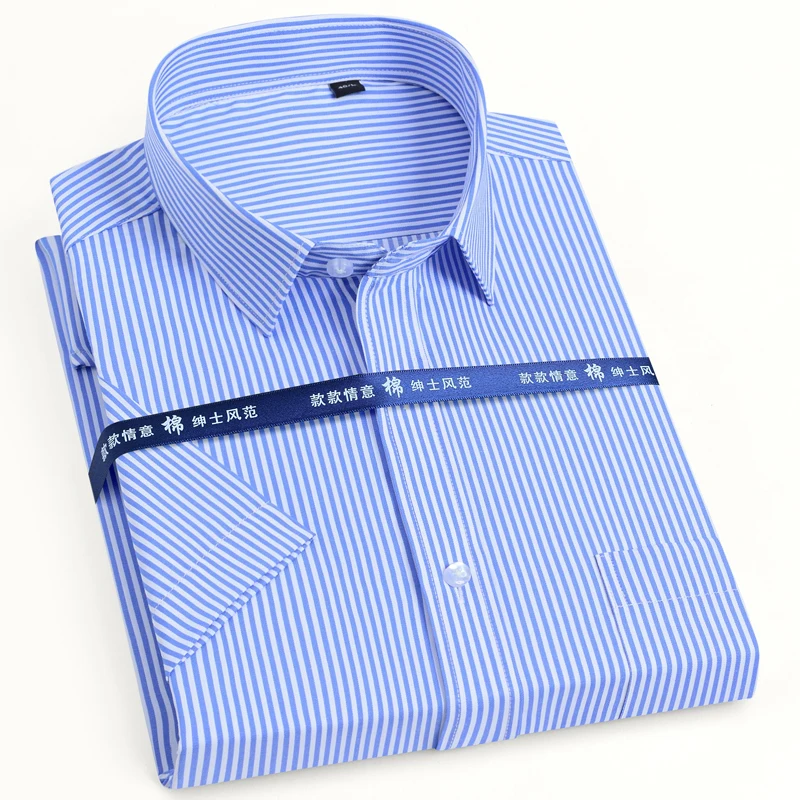 Лятна къс ръкав Основни ризи за мъже Редовна форма Бяла официална бизнес работа офис Твърди / раирани ежедневни върхове риза