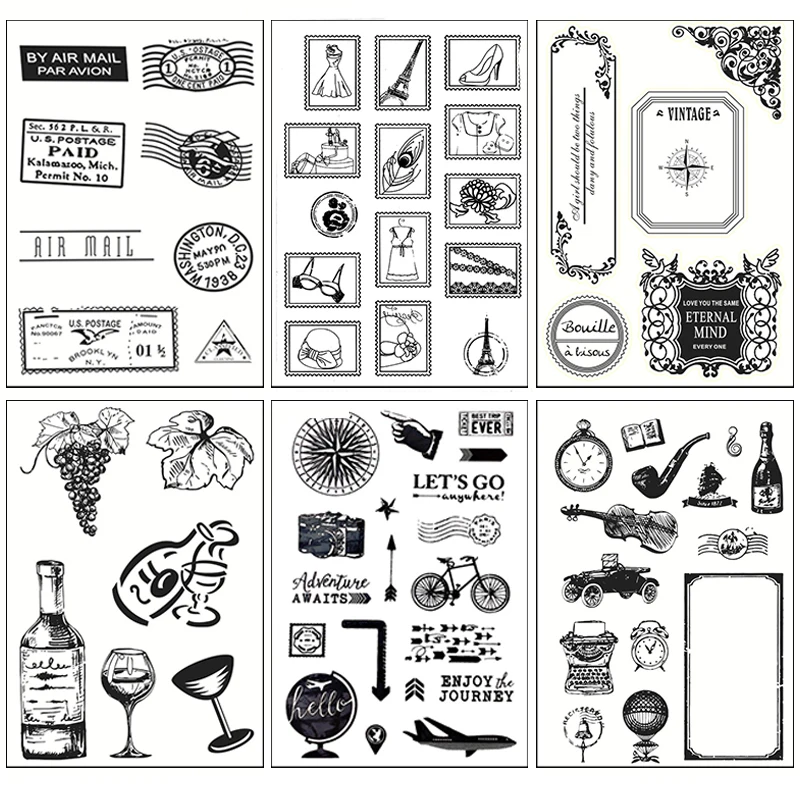 Множество стилове Ясни силиконови печати за изработка на карти DIY скрапбукинг гумен печат вземане албум ръчно изработени декоративни занаяти