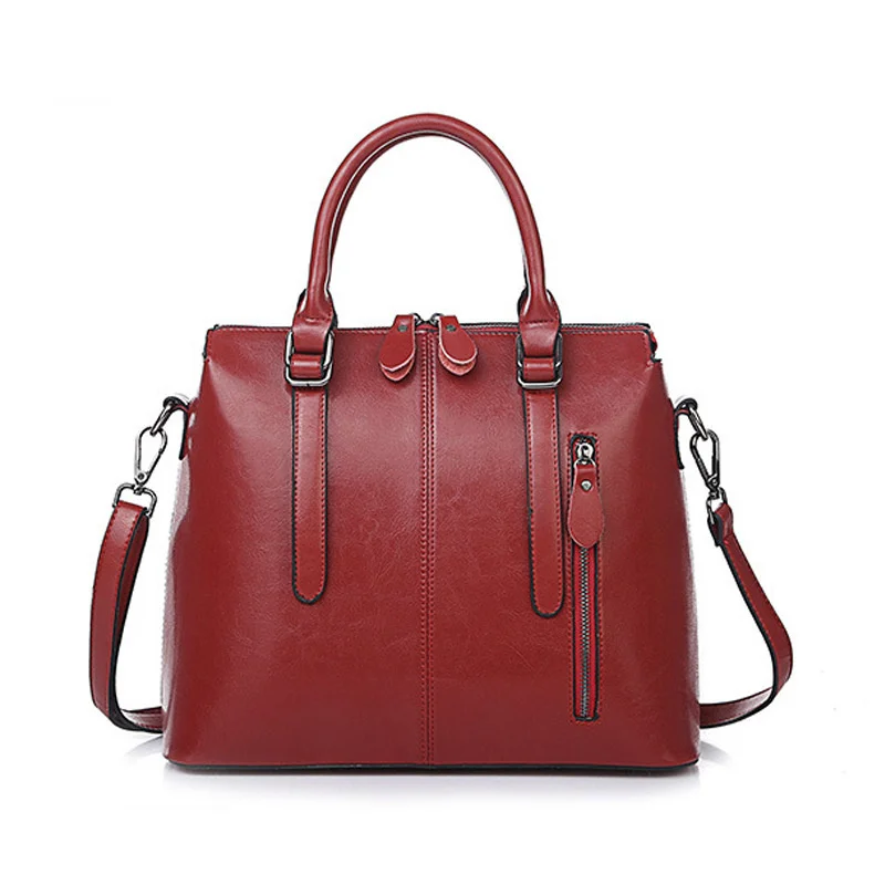 Мода естествена кожа чанта за жени реколта телешка рамо пратеник чанта дами Crossbody чанта голям капацитет голяма пазарска чанта