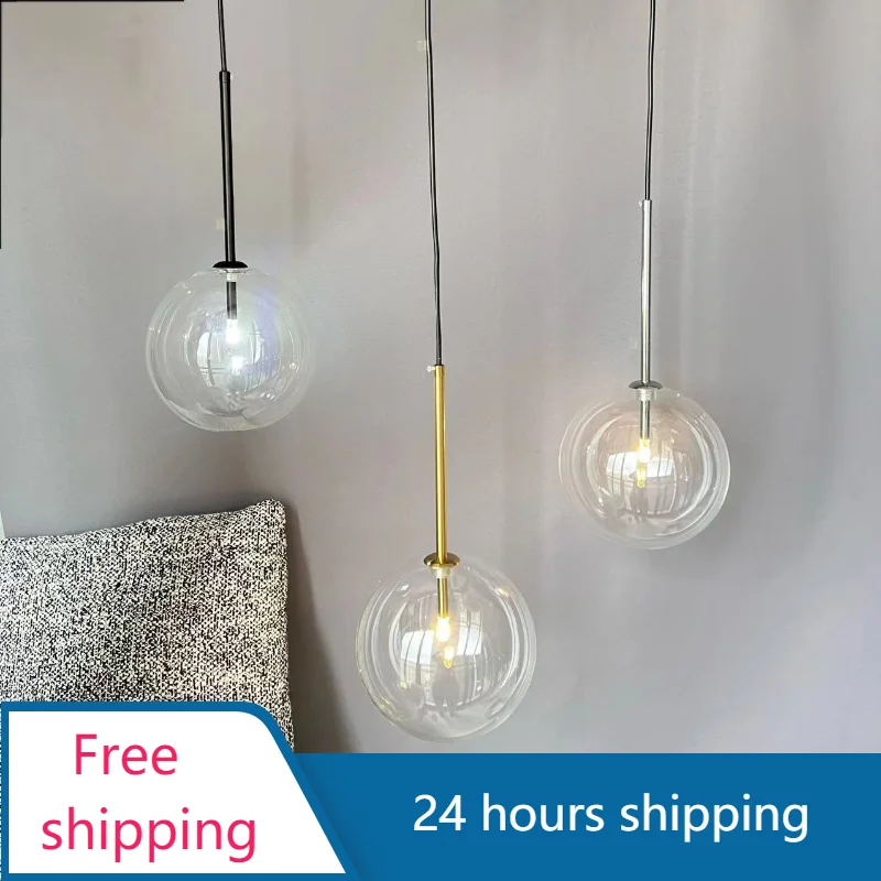 Модерен Led висулка лампа стъклена топка висящи светлина за спалня нощно шкафче хол кухня начало декорация балон безплатна доставка