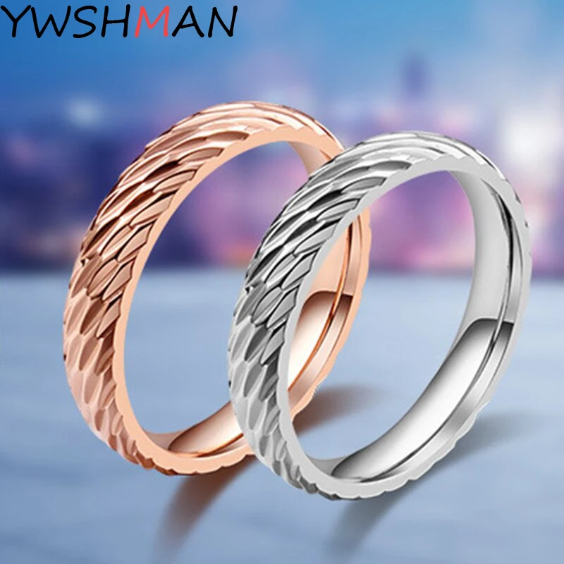 нов 4MM титанов стоманен пръстен розово злато прости сватбени двойки пръстени за жени или мъже пръстени бижута подарък