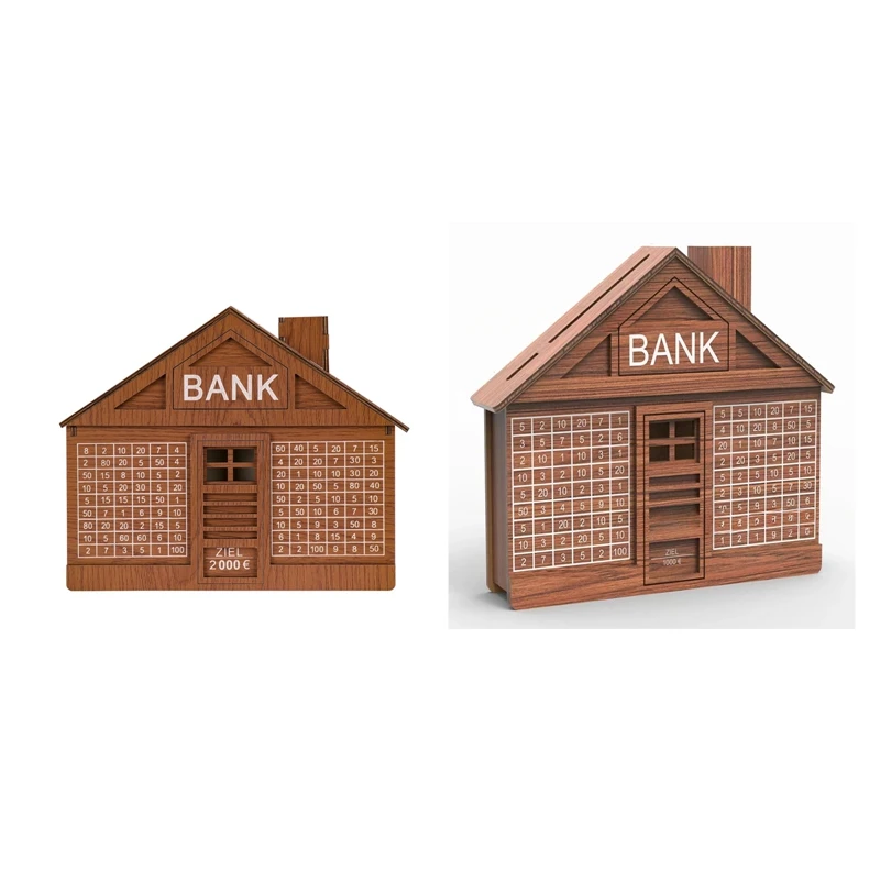 Нова къща форма дървена кутия за пари с брояч дървени занаяти пари спестяване кутия преносим монета банка кафяв пари