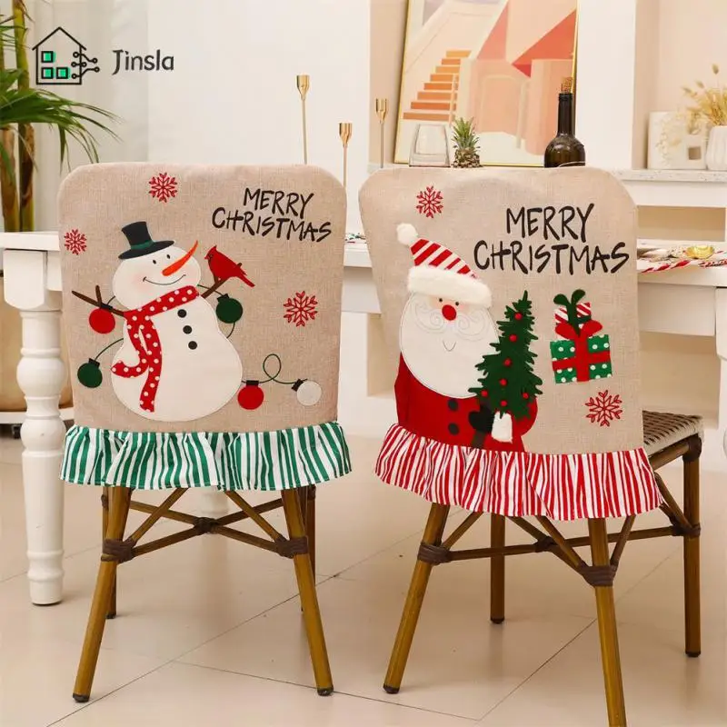 Очарователни Санта снежен човек уникален дизайн стол покритие парти доставки Коледа бродирани деликатни празнична украса най-продавани
