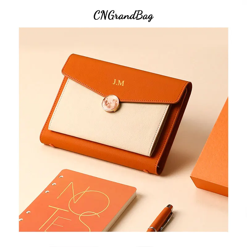 Персонализирано име Creative Business Notebook Gift Box Set A5 A6 Leather Office Meeting Leather Minimalist Hardbound Notebook