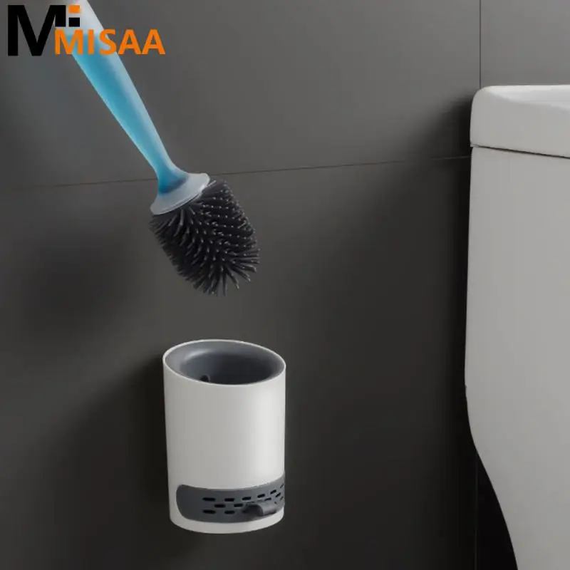 Препарат за многократна употреба Комплект четки за тоалетна Монтиран на стена с държач Силиконова TPR четка за ъглови почистващи инструменти Аксесоари за баня