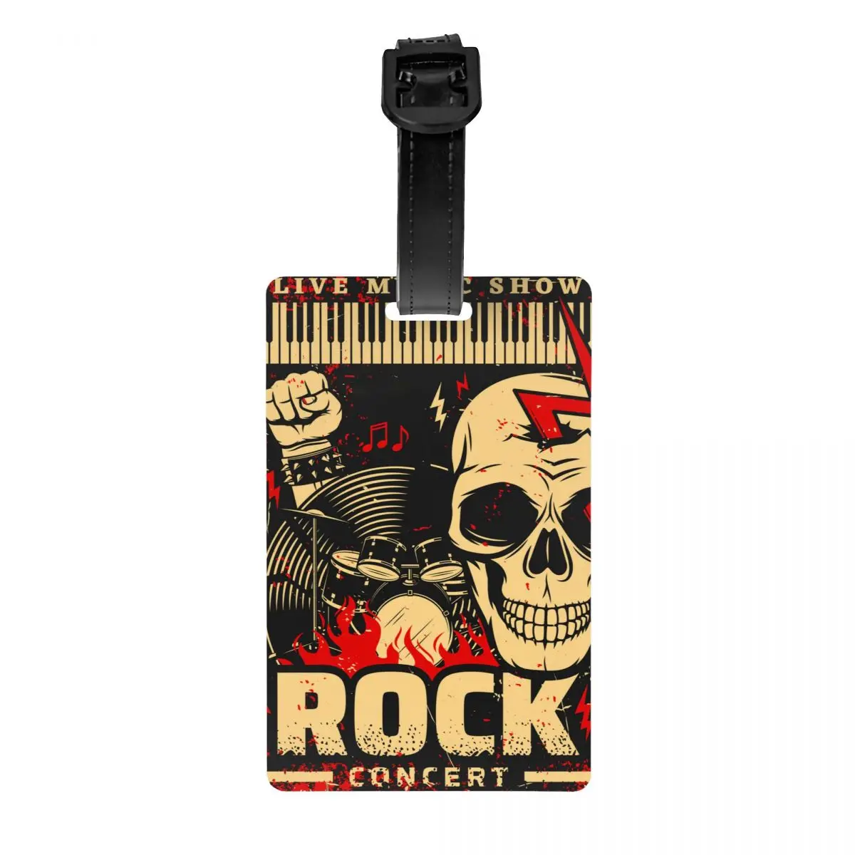 Ретро Череп китара рок фестивал багаж етикет защита на личните данни хеви метъл пънк музика багаж тагове пътуване чанта етикети куфар