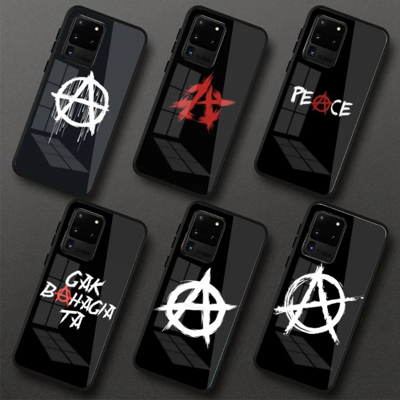 Символ на анархията Калъф за мобилен телефон за Samung S23 S22 S21 Pro Ultra A13 A33 A53 NOTE 20 PC стъклен телефон Cover Funda