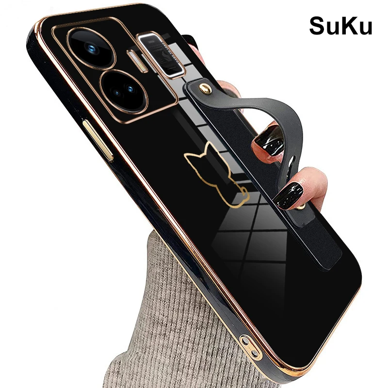 Сладък стил обшивка с държач за каишка телефонни калъфи за Realme GT 2 Pro 5G заден капак