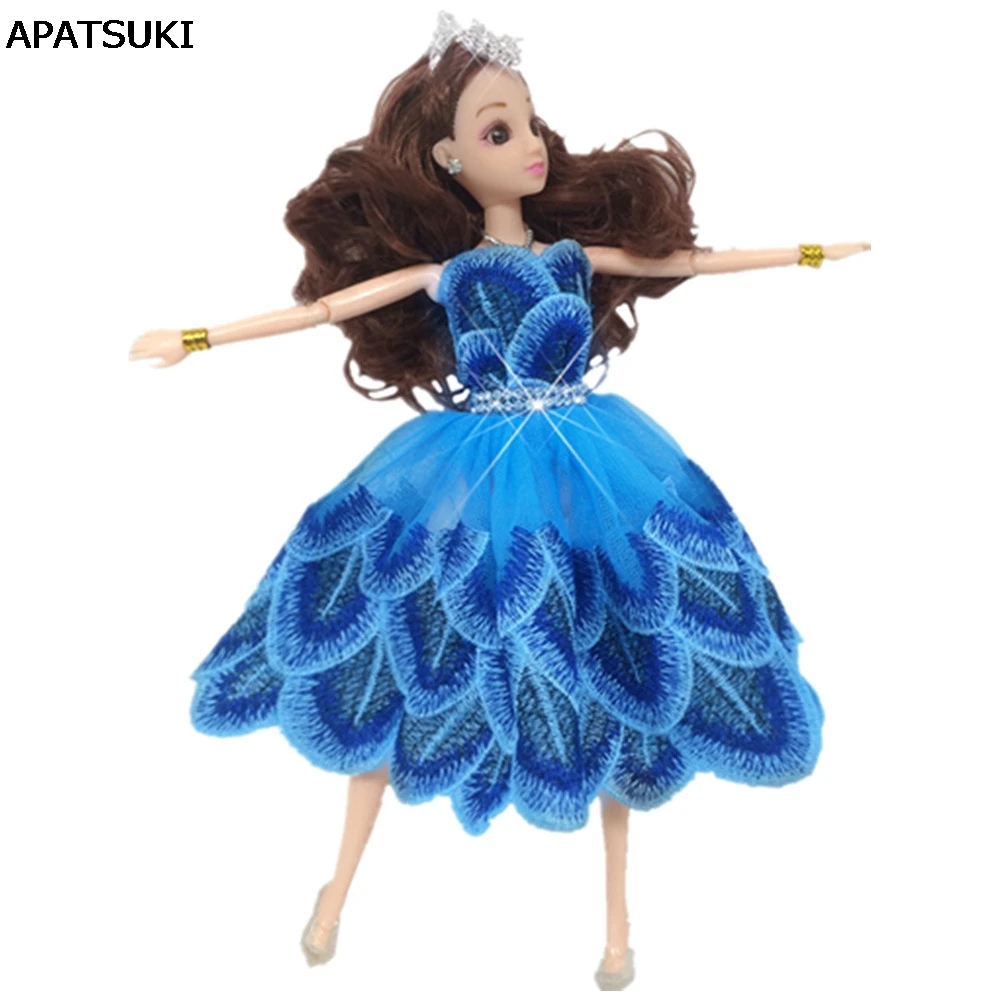 Сладък танцуващ костюм Пауново перо Еднокомпонентна рокля Дантелени рокли за кукла Барби 1/6 модни дрехи за 1/6 BJD кукли детска играчка