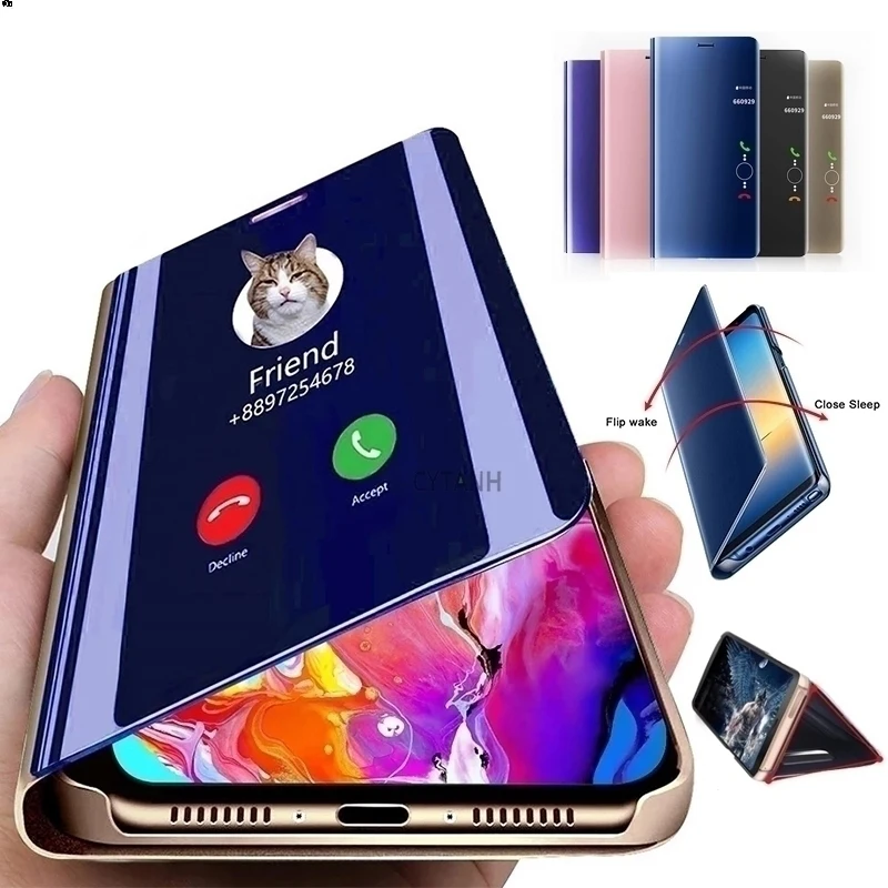 Флип огледален капак за Samsung Galaxy A50 A51 A70 A40 A30 A20 A10 случай за Galaxy S8 S9 S10 Забележка 8 9 10 Plus S6 S7 Edge случаи