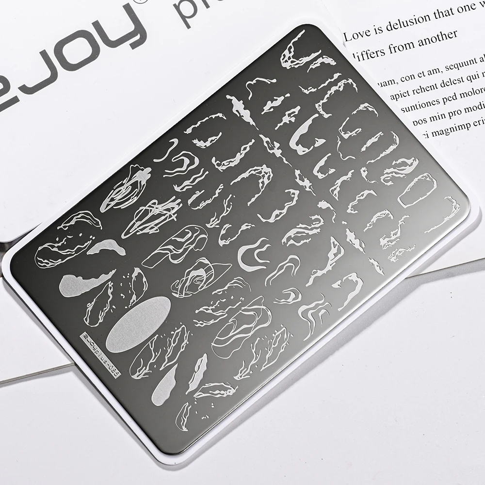 Френски линия ивица дизайн нокти изкуство щамповане плоча голям размер лак за нокти цвете листа графити печат шаблон шаблони