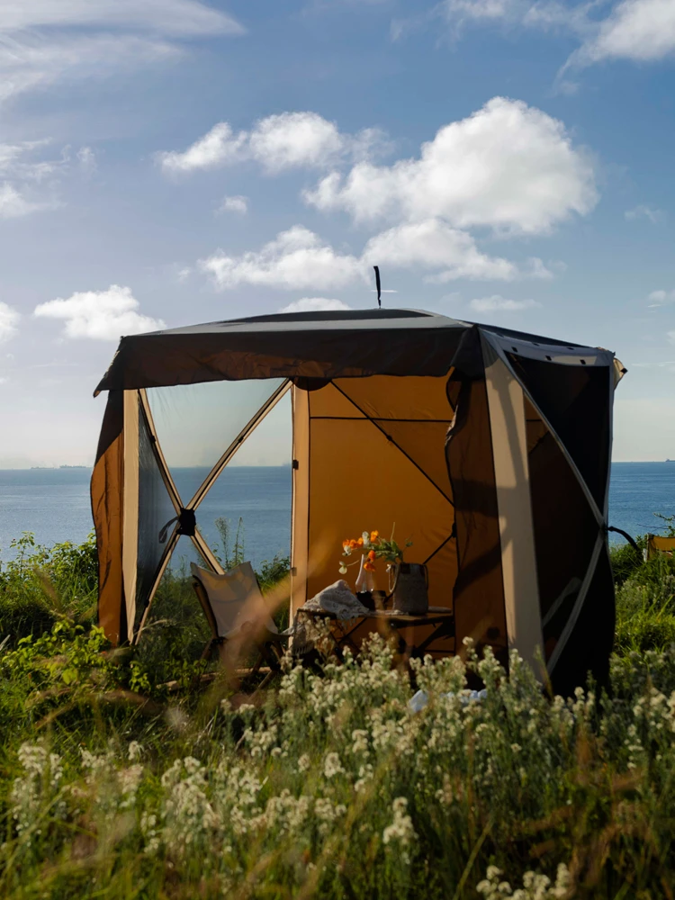 Четири ъглова палатка на открито преносимо сгъваемо къмпинг оборудване слънцезащита защита от комари автоматична пергола