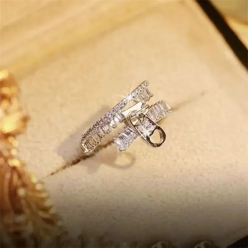 японски и корейски женски инс стил цип пълен диамант затворен пръстен персонализирана мода 925 стерлинги сребърен празник подарък